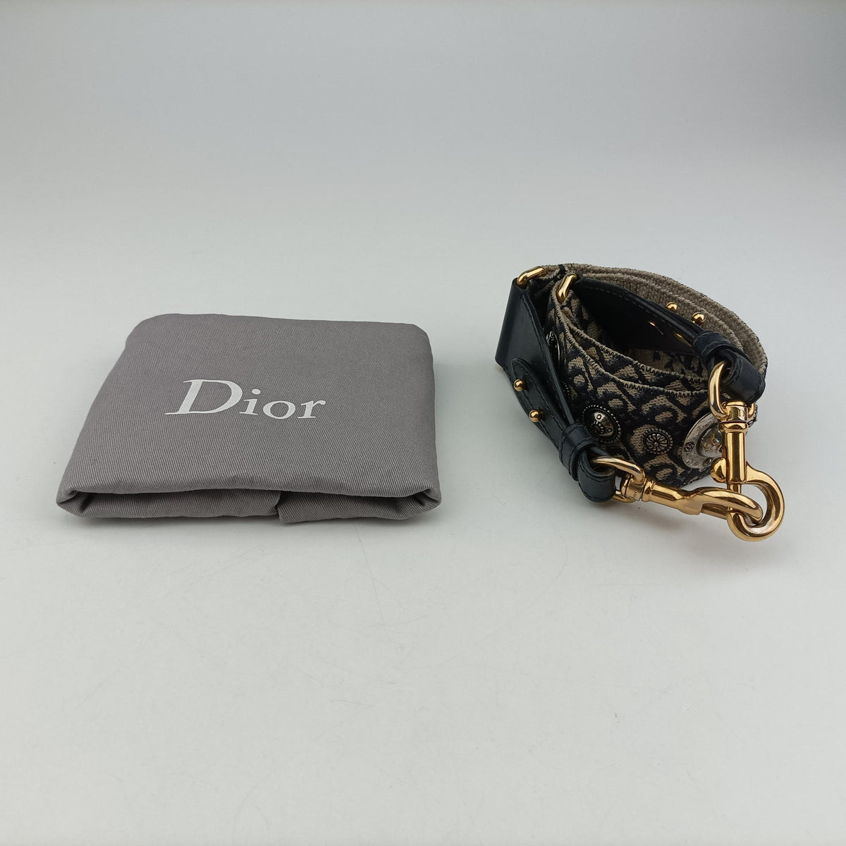 Pre-owned Christian Dior Saddle Navy Jacquard × Leather  shoulderbag | stylenewstar