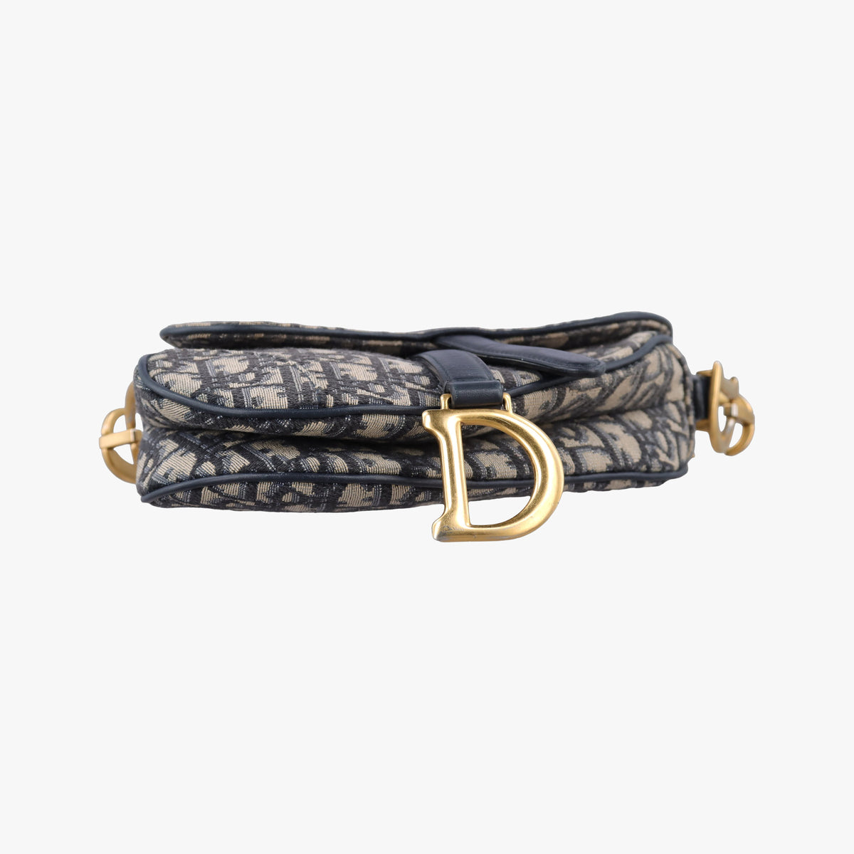Pre-owned Christian Dior Saddle Navy Jacquard × Leather  shoulderbag | stylenewstar