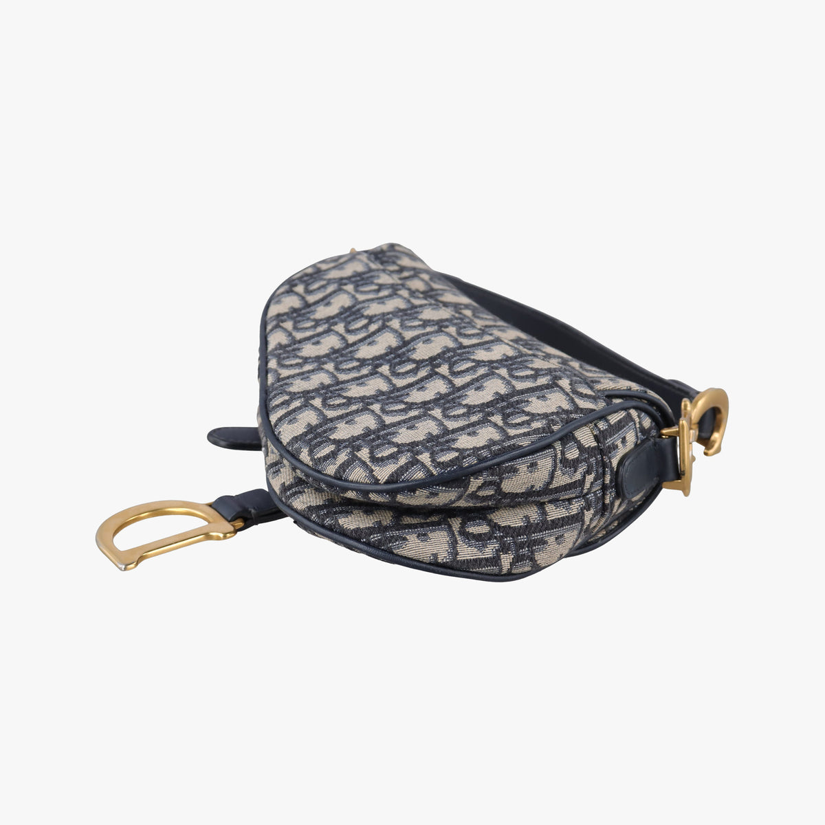 Pre-owned Christian Dior Saddle Navy Jacquard × Leather  shoulderbag | stylenewstar