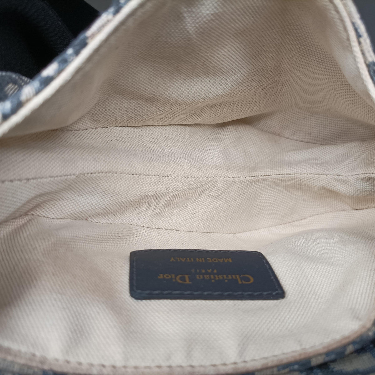 Pre-owned Christian Dior Saddle Navy Jacquard × Leather  shoulderbag | stylenewstar