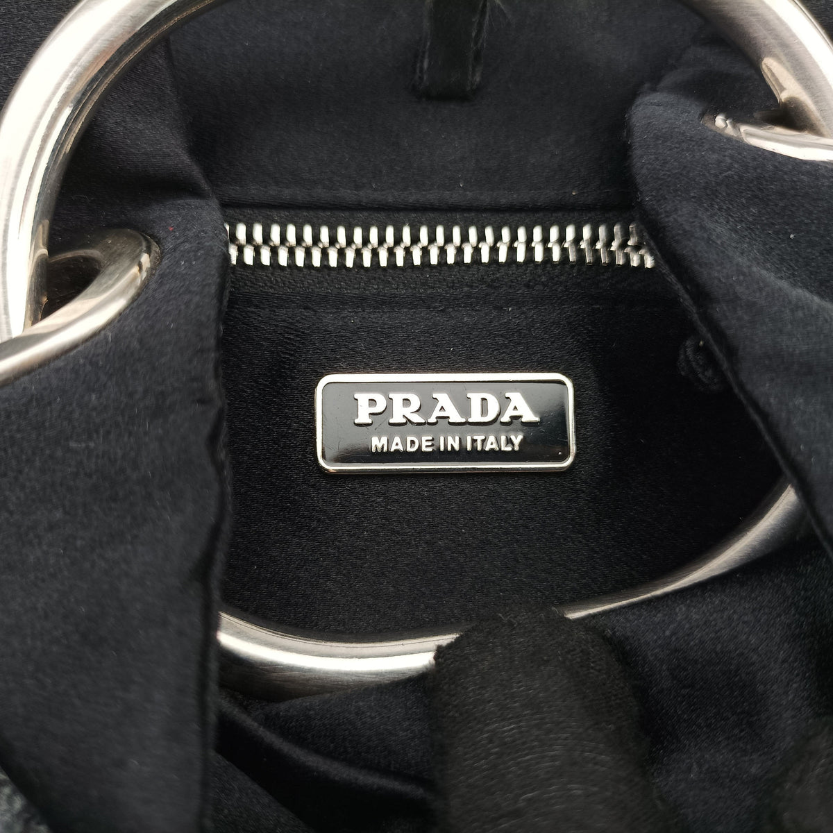 Pre-owned Prada Ring Bag Black silk  handbag | stylenewstar