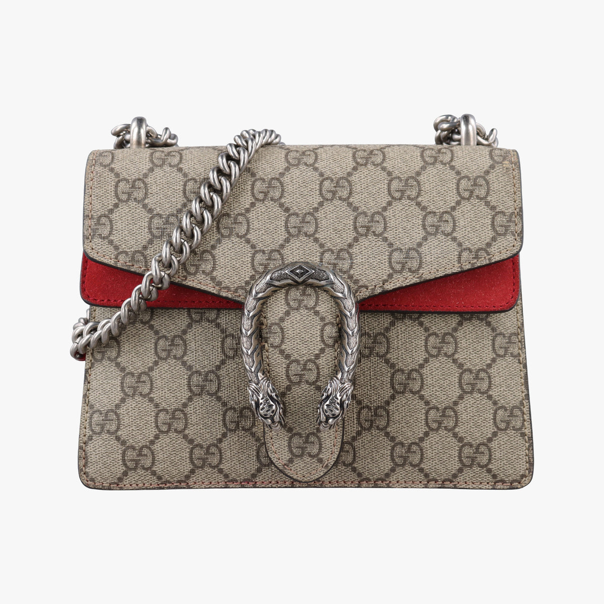 Pre-owned Gucci Dionysus beige×red PVC coated canvas × suede 421970 shoulderbag | stylenewstar