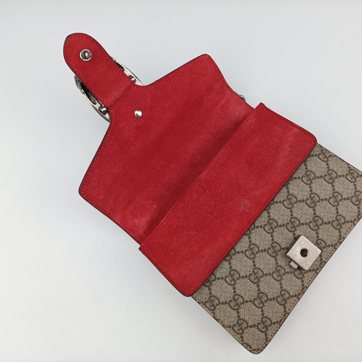 Pre-owned Gucci Dionysus beige×red PVC coated canvas × suede 421970 shoulderbag | stylenewstar