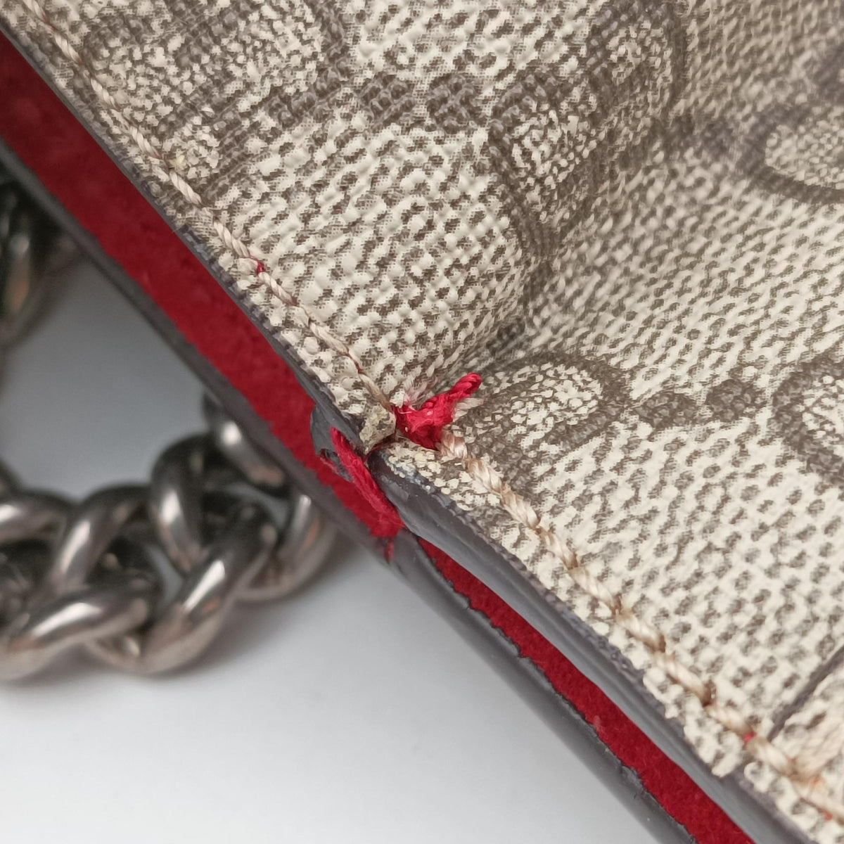 Pre-owned Gucci Dionysus beige×red PVC coated canvas × suede 421970 shoulderbag | stylenewstar