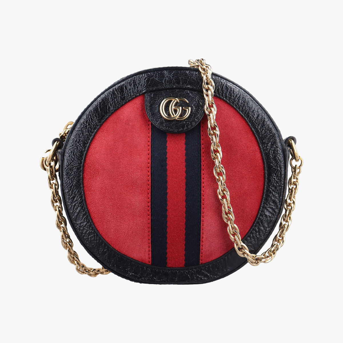 Pre-owned Gucci Ophidia Red×black Suede×Leather 550618 shoulderbag | stylenewstar