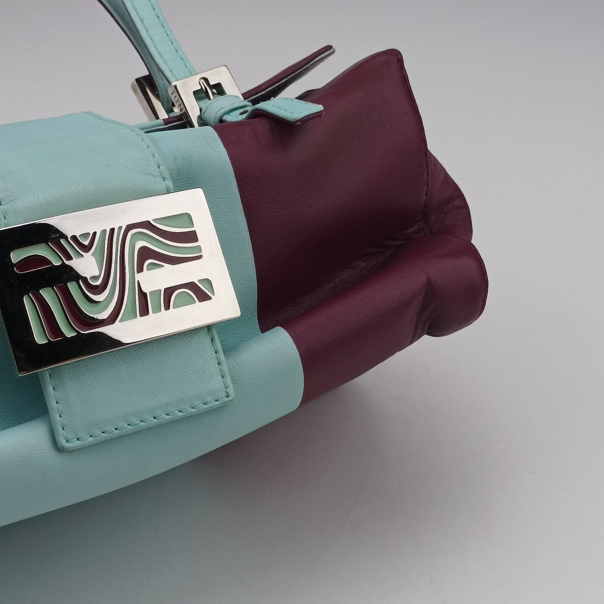 Pre-owned Fendi Bento box Blue x Purple Leather 26790 handbag | stylenewstar