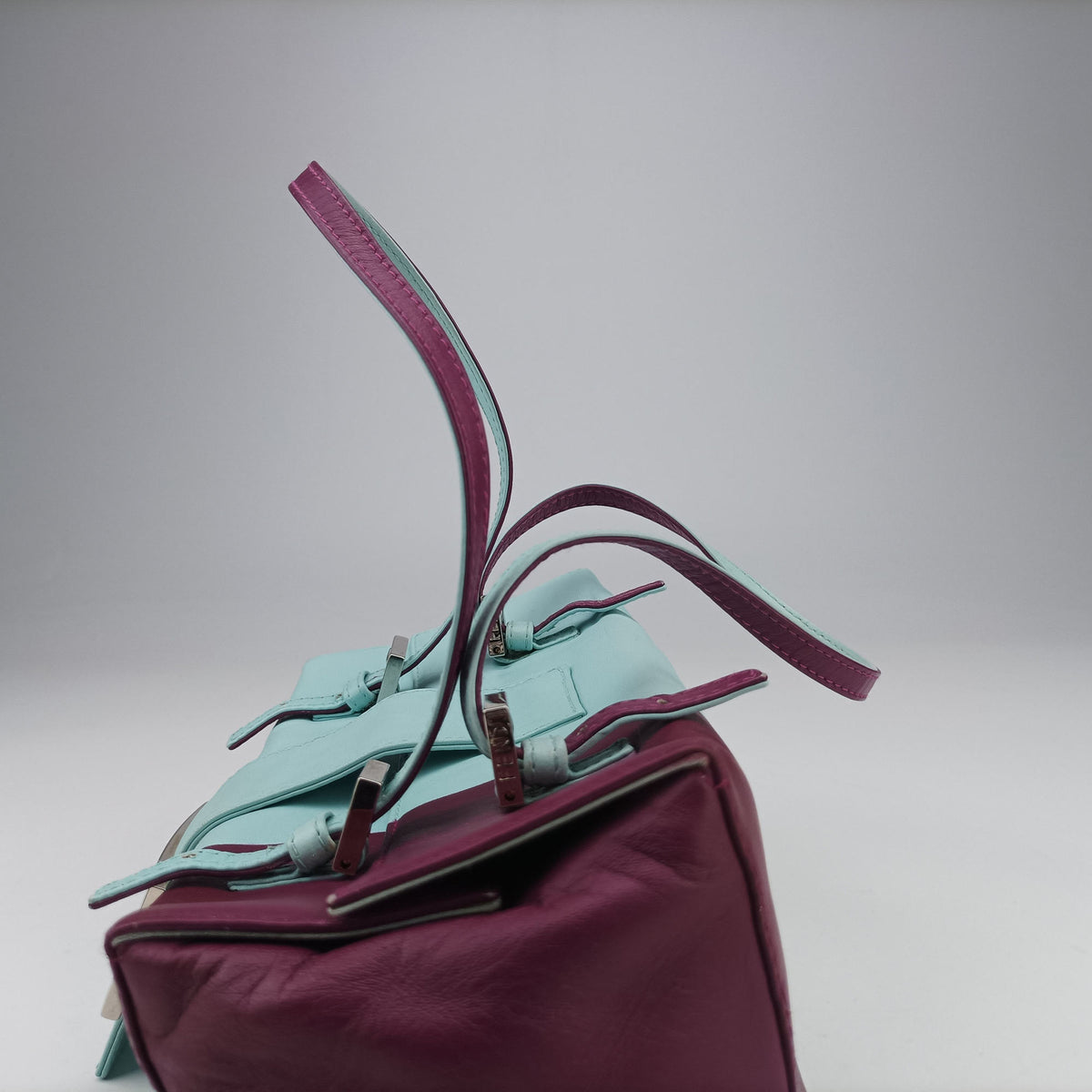 Pre-owned Fendi Bento box Blue x Purple Leather 26790 handbag | stylenewstar