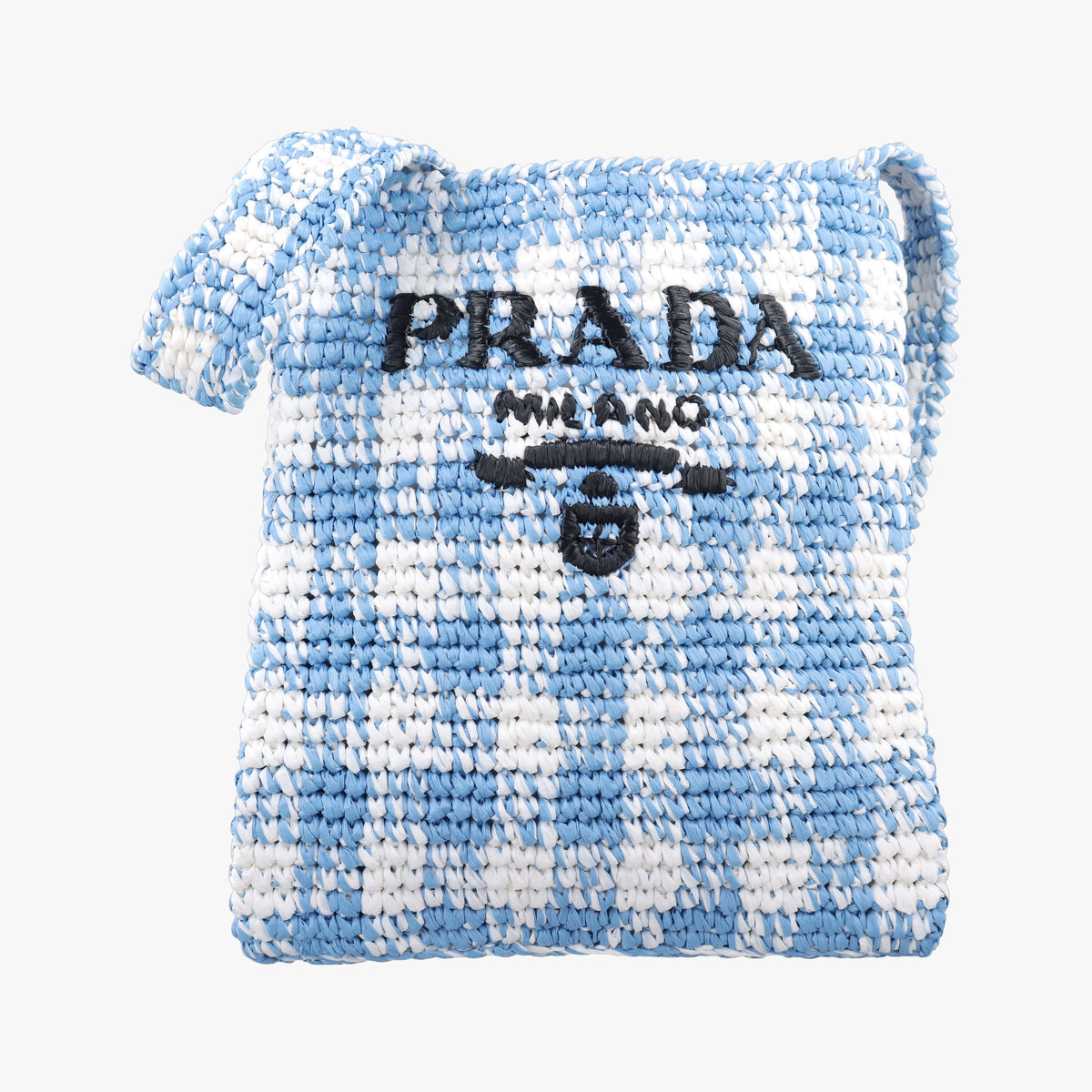 Vintage Prada Effect Crochet Blue Raffia  shoulderbag | stylenewstar