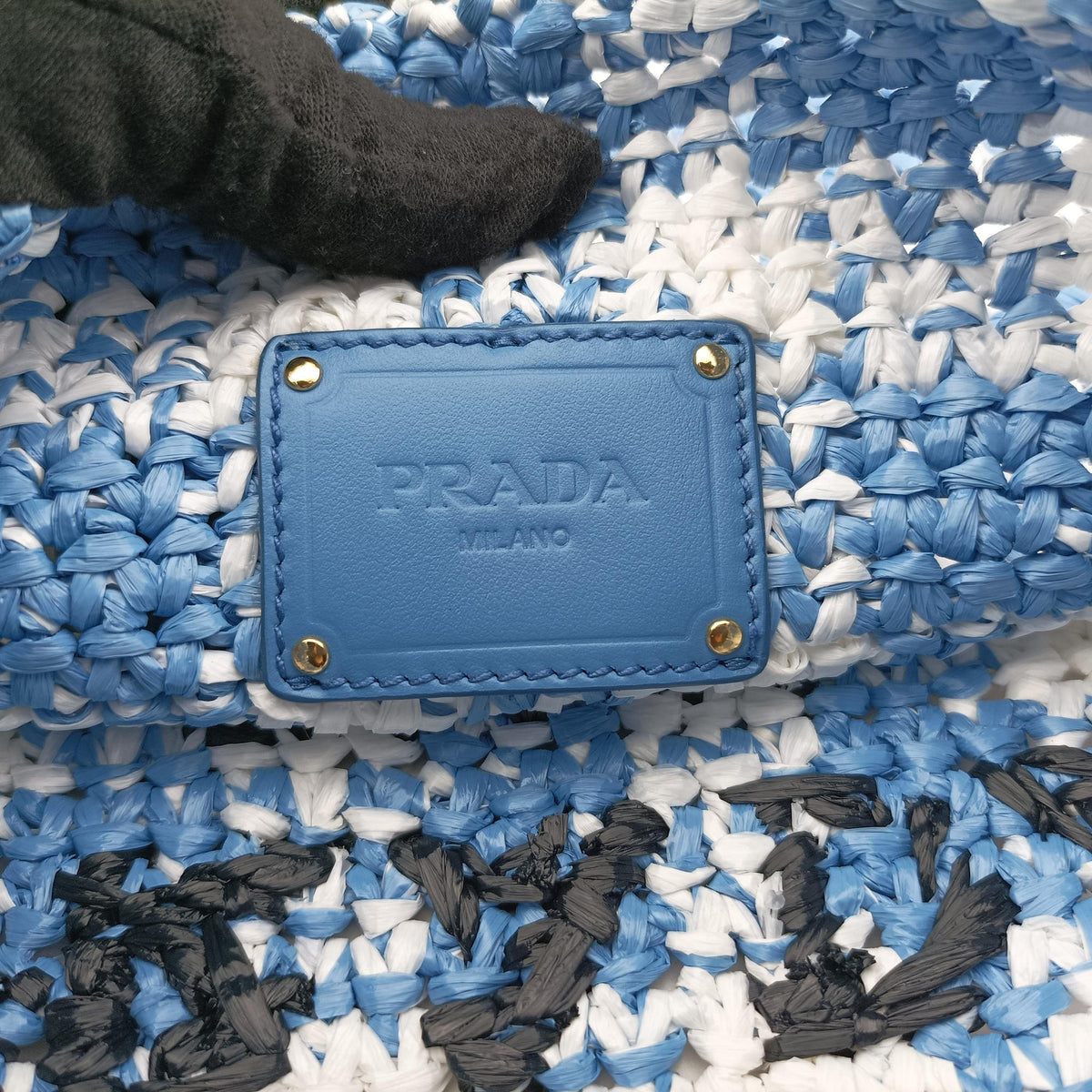 Vintage Prada Effect Crochet Blue Raffia  shoulderbag | stylenewstar