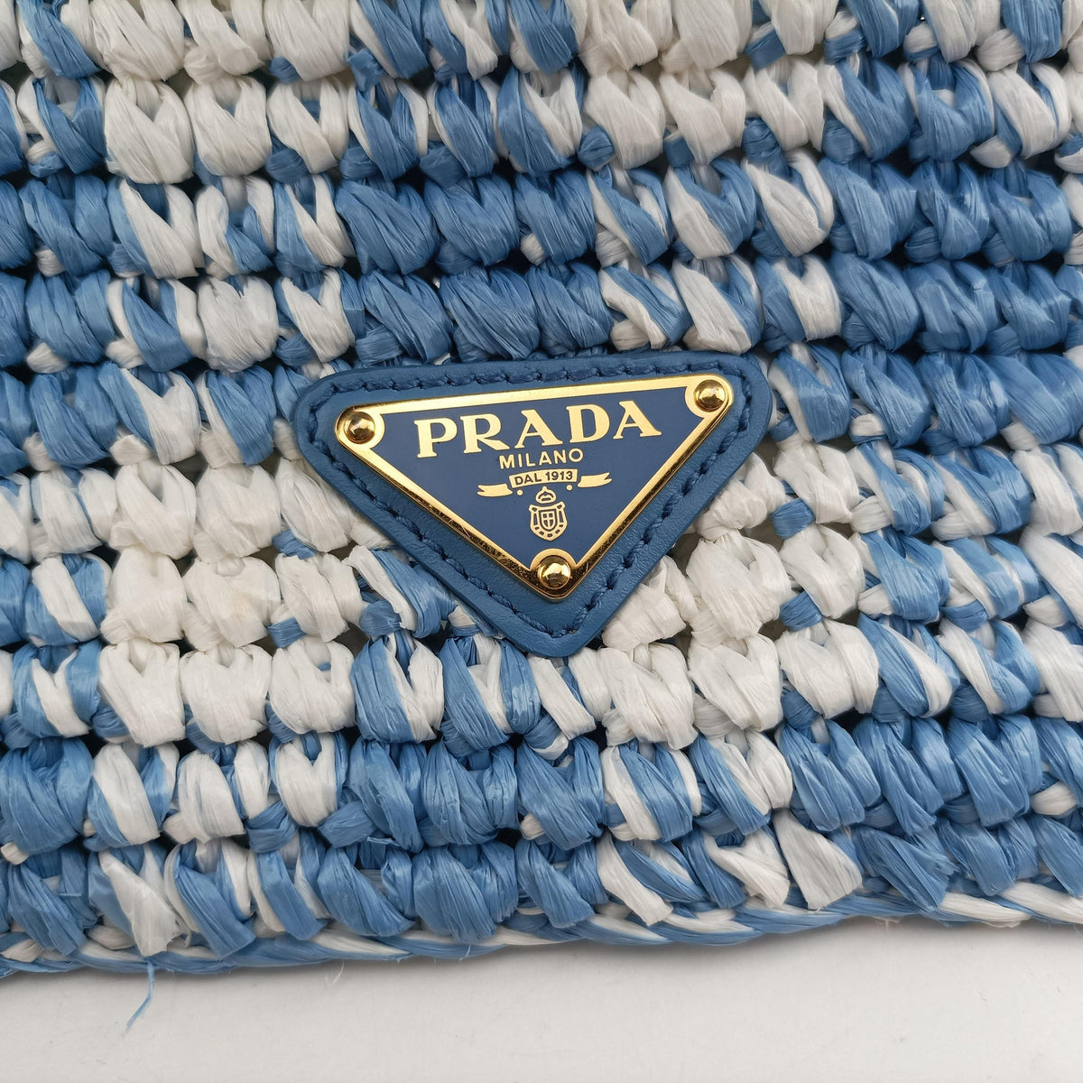 Vintage Prada Effect Crochet Blue Raffia  shoulderbag | stylenewstar