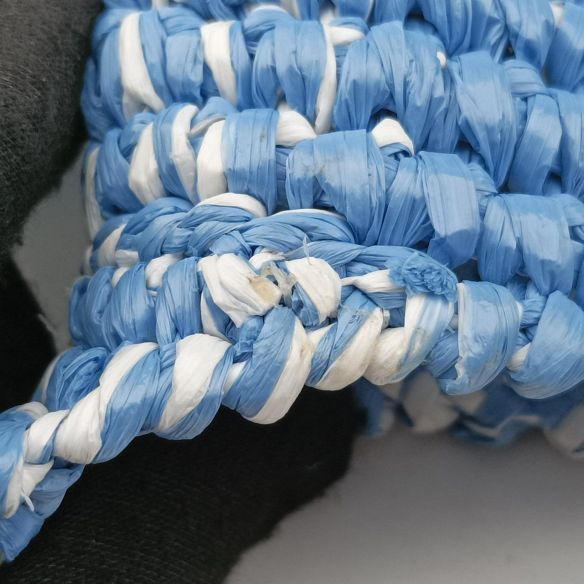 Vintage Prada Effect Crochet Blue Raffia  shoulderbag | stylenewstar