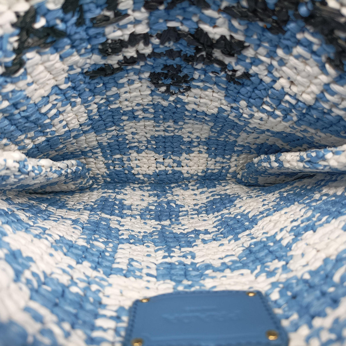 Vintage Prada Effect Crochet Blue Raffia  shoulderbag | stylenewstar