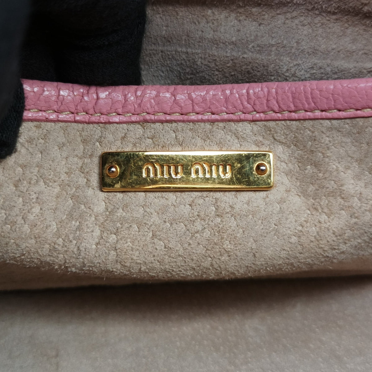 Pre-owned Miu Miu Madras Pink Leather  shoulderbag | stylenewstar