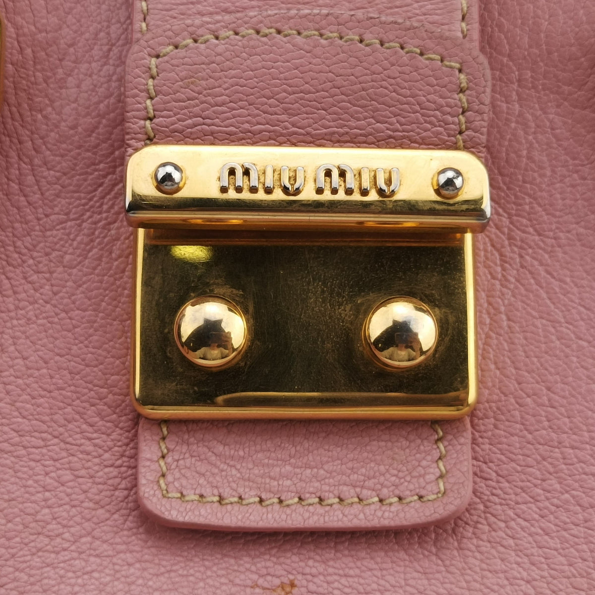 Pre-owned Miu Miu Madras Pink Leather  shoulderbag | stylenewstar