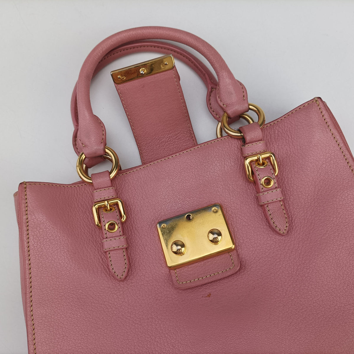 Pre-owned Miu Miu Madras Pink Leather  shoulderbag | stylenewstar