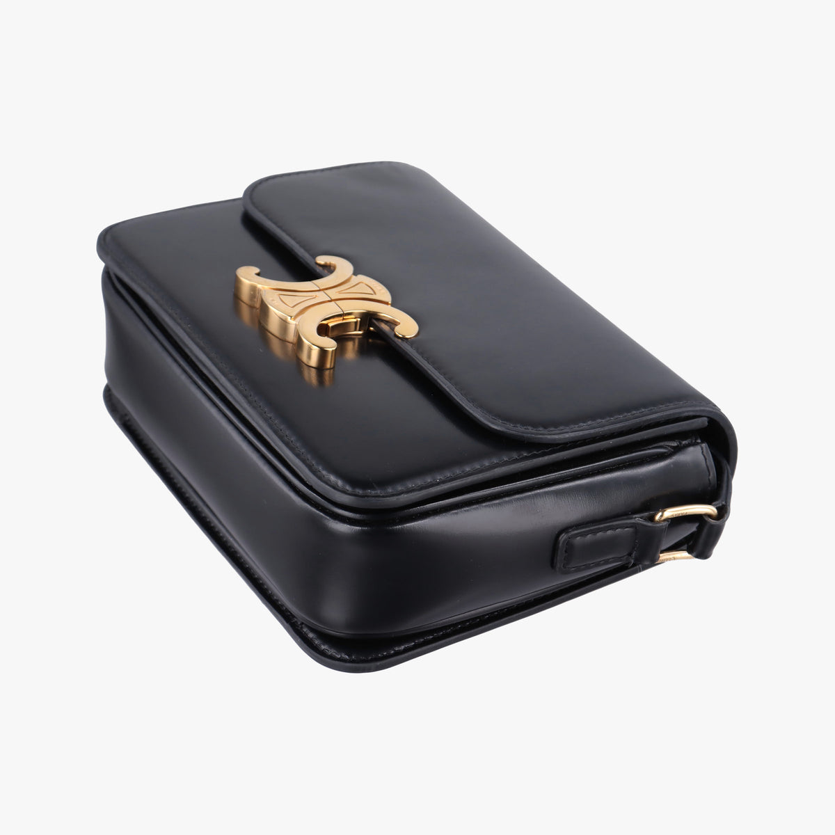 Pre-owned Celine Triomphe Black Leather  shoulderbag | stylenewstar