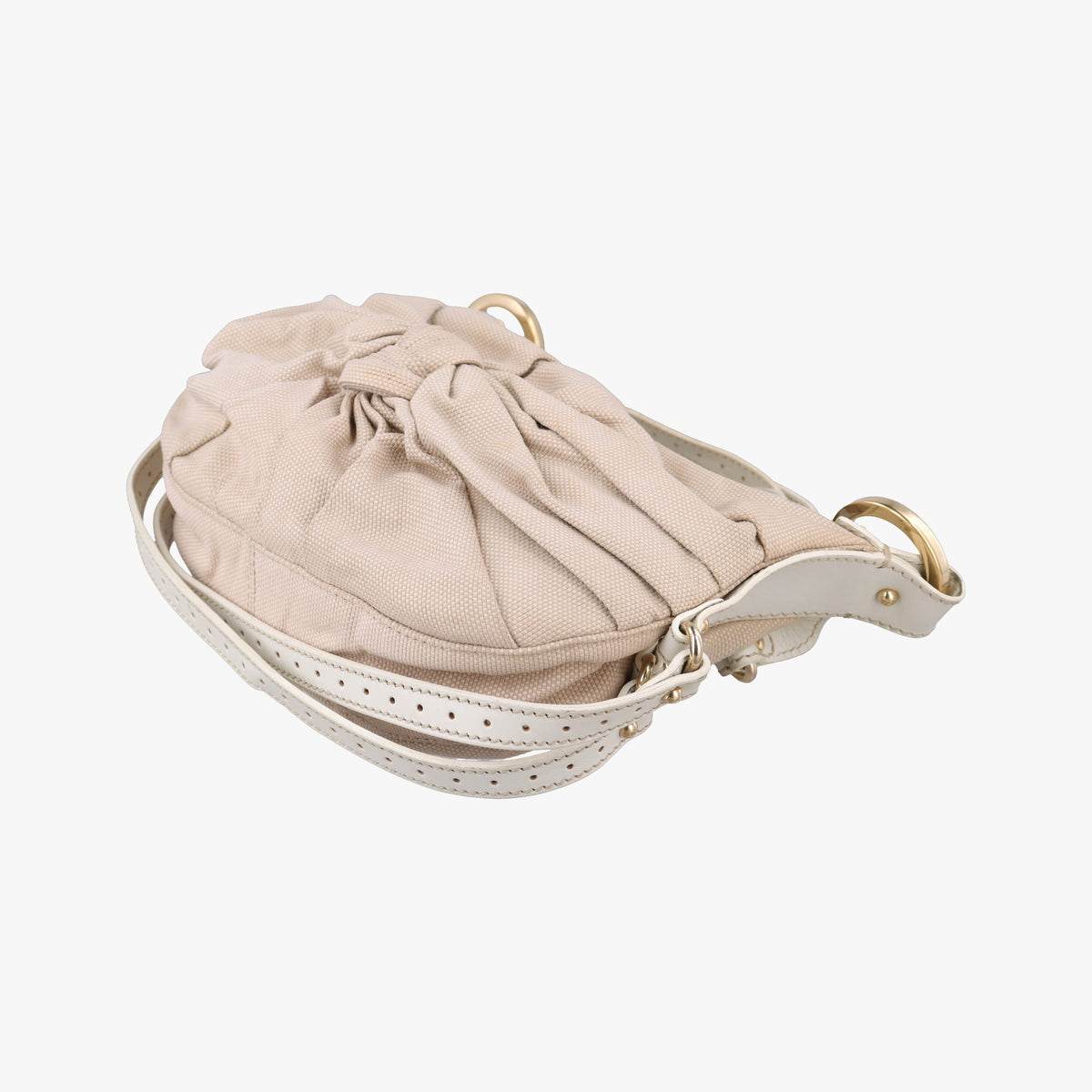 Pre-owned Fendi Knot Hobo Beige Canvas 8BT071 shoulderbag | stylenewstar