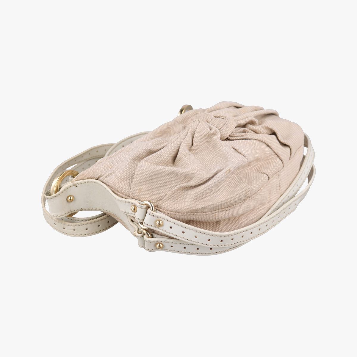 Pre-owned Fendi Knot Hobo Beige Canvas 8BT071 shoulderbag | stylenewstar