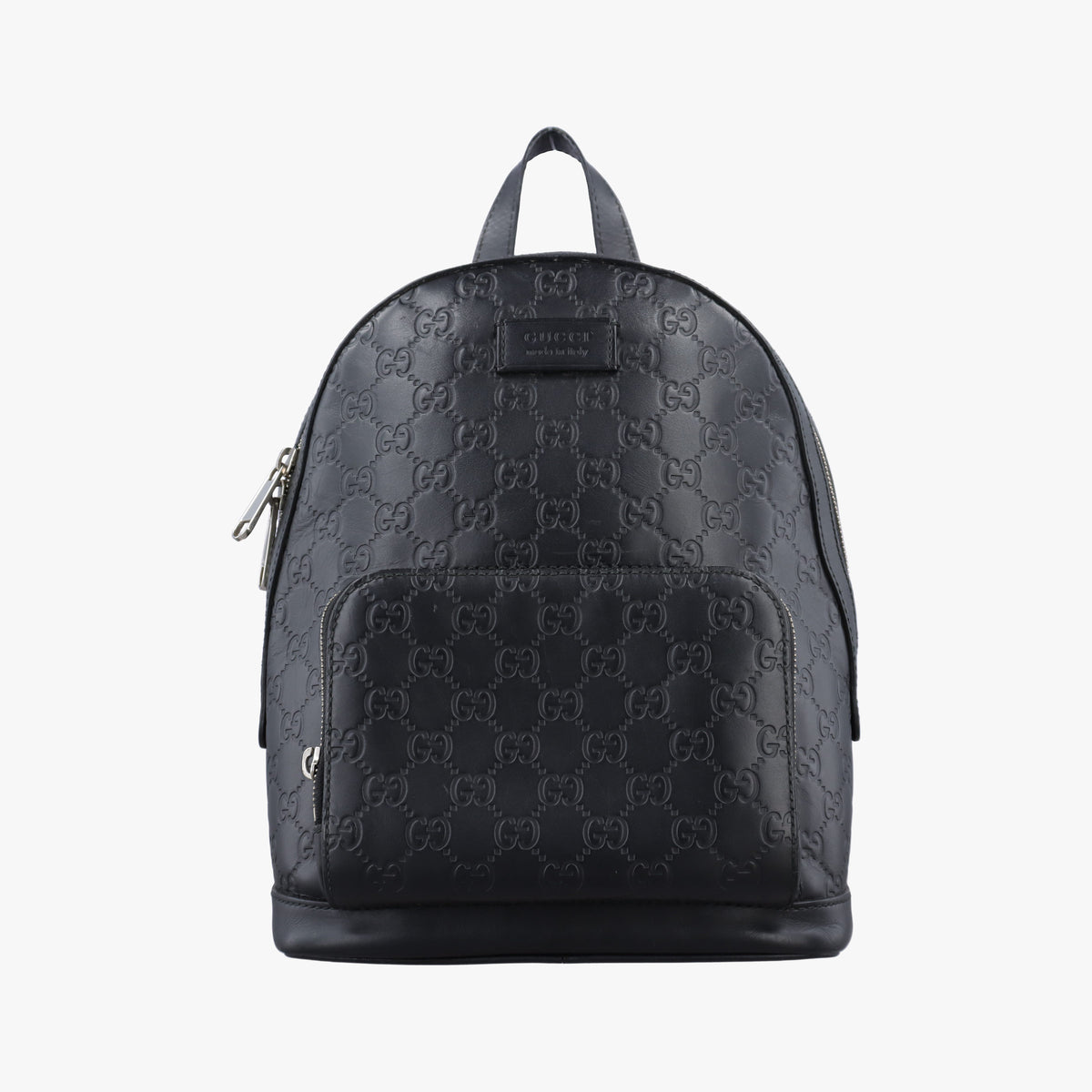 Pre-owned Gucci Guccissima Signature Black Leather 450967 backpack/rucksack | stylenewstar