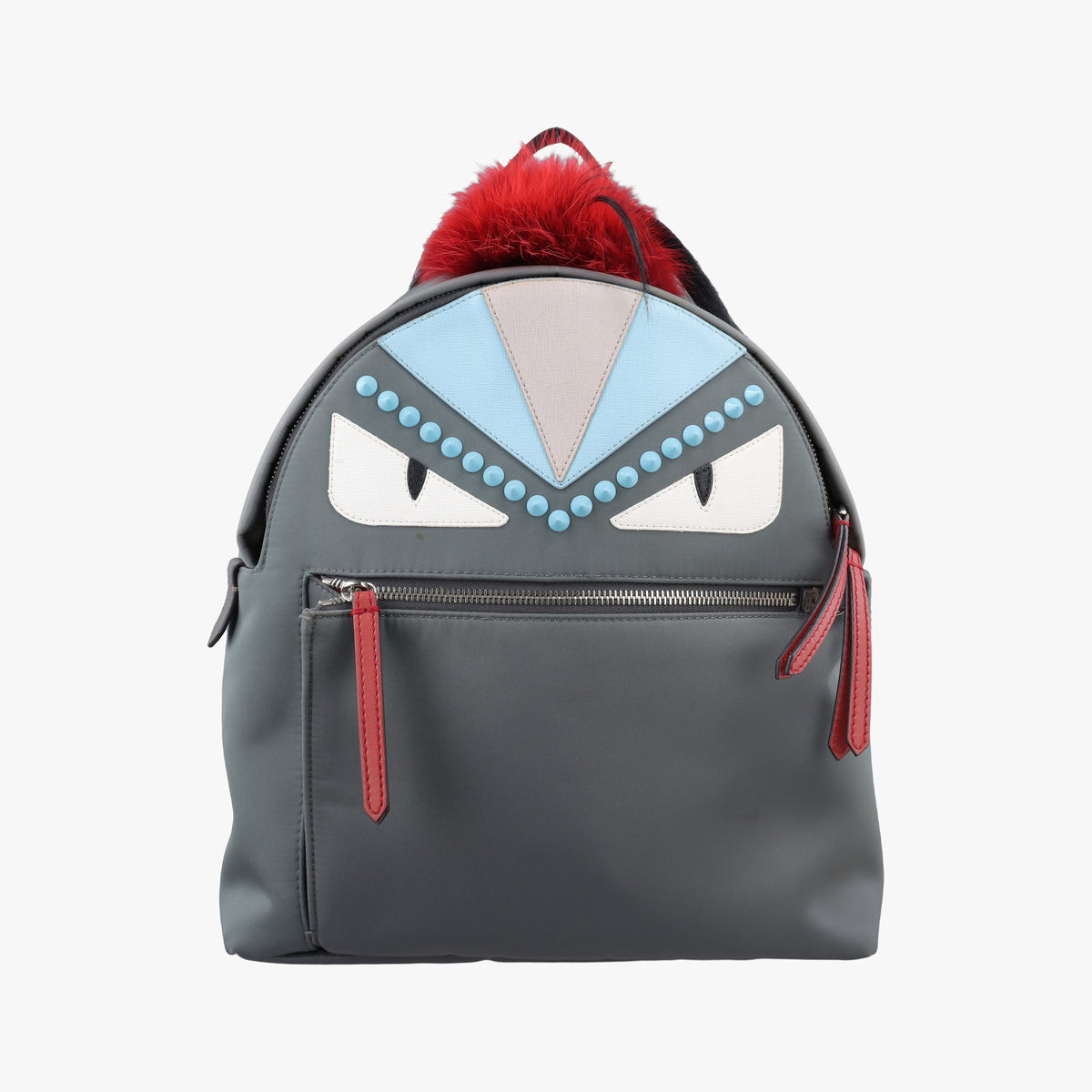 Pre-owned Fendi monster bag bugs Gray x Multicolour Nylon x leather 8BZ035 backpack/rucksack | stylenewstar