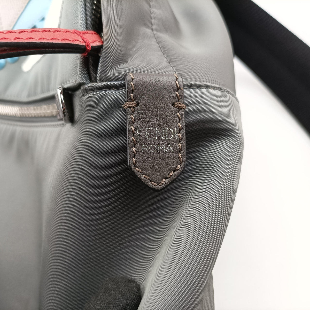 Pre-owned Fendi monster bag bugs Gray x Multicolour Nylon x leather 8BZ035 backpack/rucksack | stylenewstar
