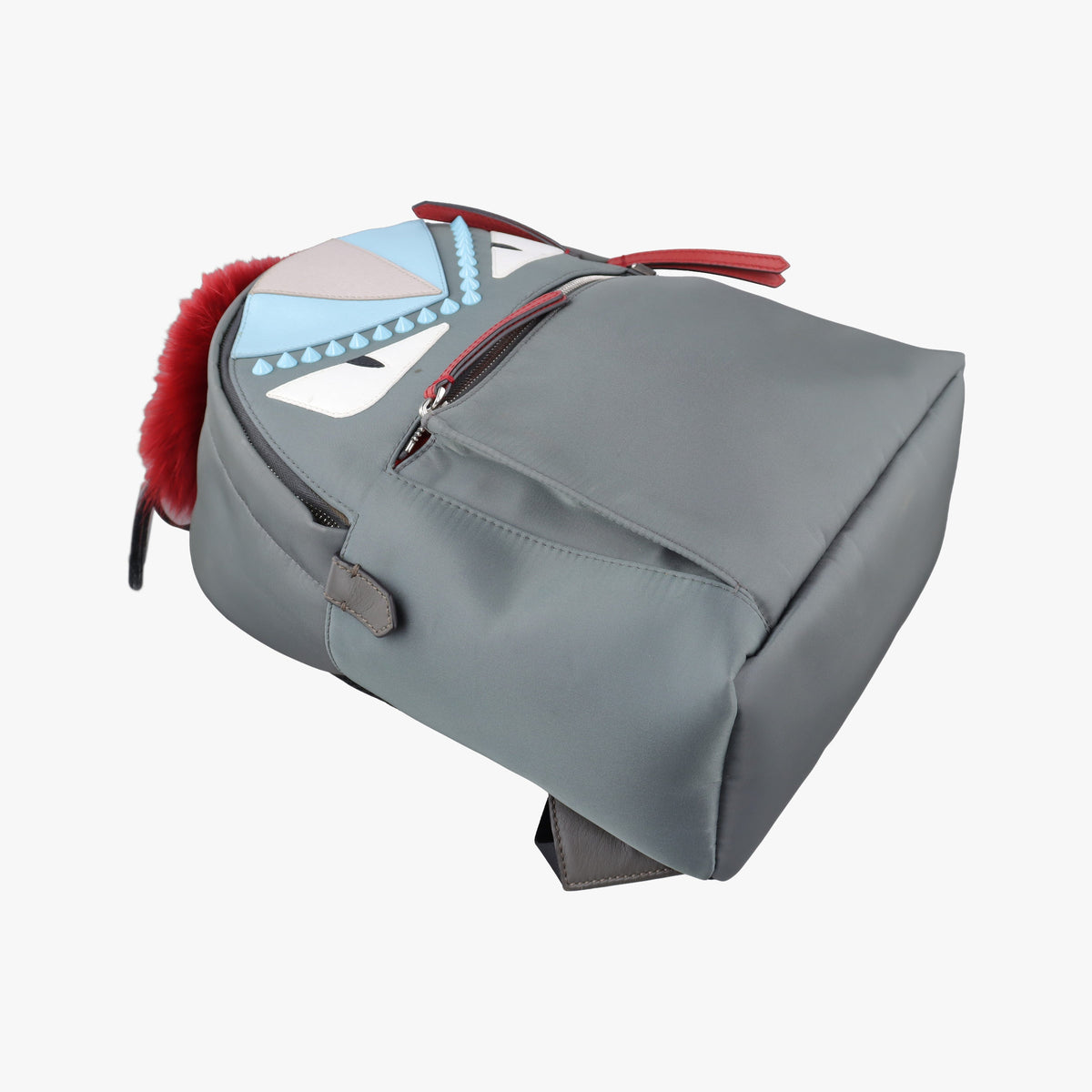 Pre-owned Fendi monster bag bugs Gray x Multicolour Nylon x leather 8BZ035 backpack/rucksack | stylenewstar