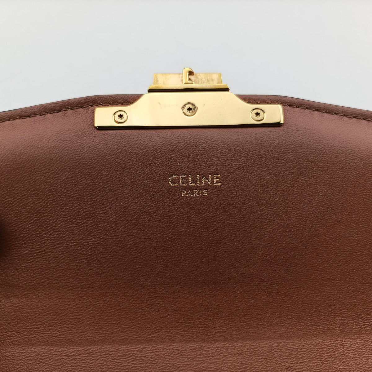 Pre-owned Celine Teen Triomphe White×brown PVC coated canvas  shoulderbag | stylenewstar