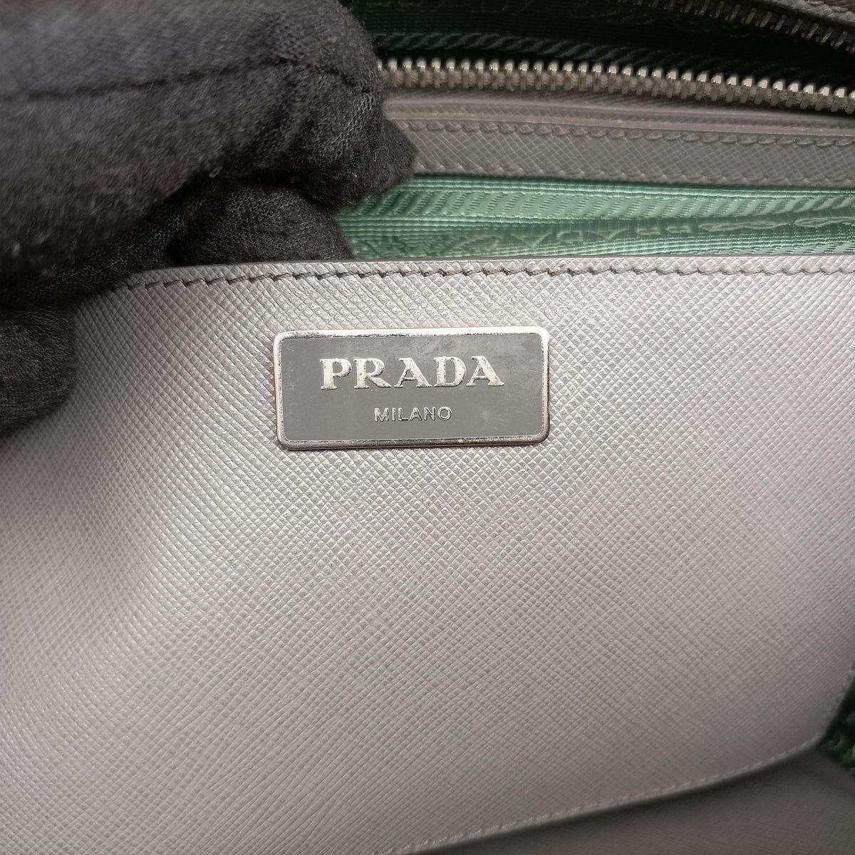 Pre-owned Prada Galleria Grey SAFFIANO Leather B2274C shoulderbag | stylenewstar