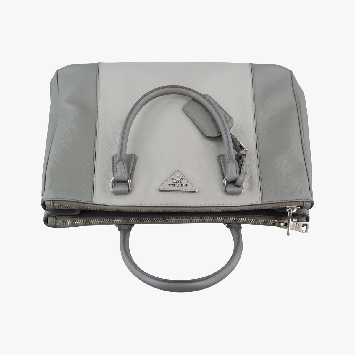 Pre-owned Prada Galleria Grey SAFFIANO Leather B2274C shoulderbag | stylenewstar