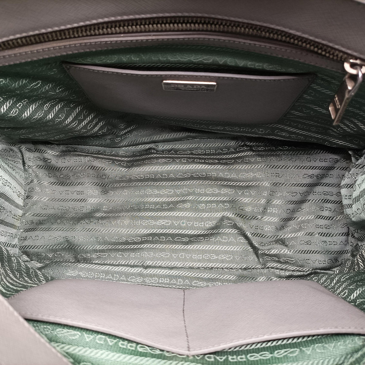 Pre-owned Prada Galleria Grey SAFFIANO Leather B2274C shoulderbag | stylenewstar