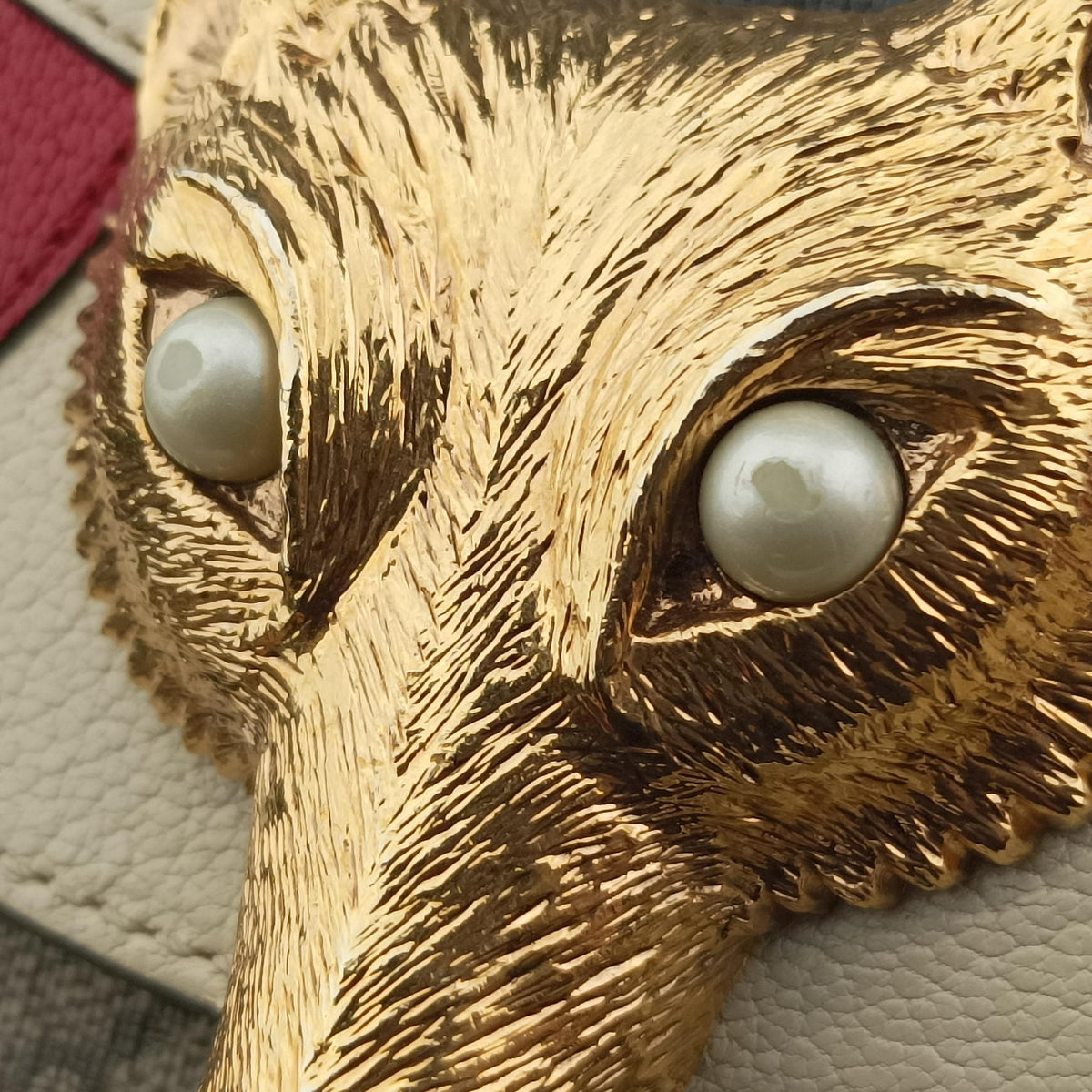 Pre-owned Gucci Fox Brooch Bamboo Beige×Multicolour PVC coated canvas×Leather 466428 shoulderbag | stylenewstar