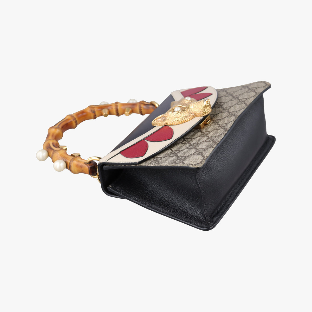 Pre-owned Gucci Fox Brooch Bamboo Beige×Multicolour PVC coated canvas×Leather 466428 shoulderbag | stylenewstar