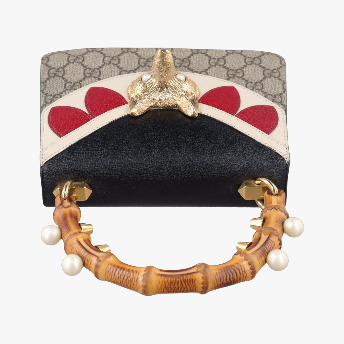 Pre-owned Gucci Fox Brooch Bamboo Beige×Multicolour PVC coated canvas×Leather 466428 shoulderbag | stylenewstar