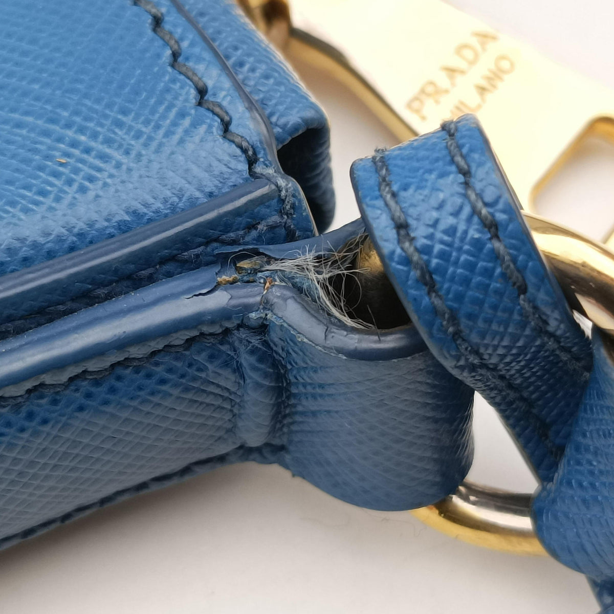 Pre-owned Prada Hobo Blue Saffiano leather  shoulderbag | stylenewstar