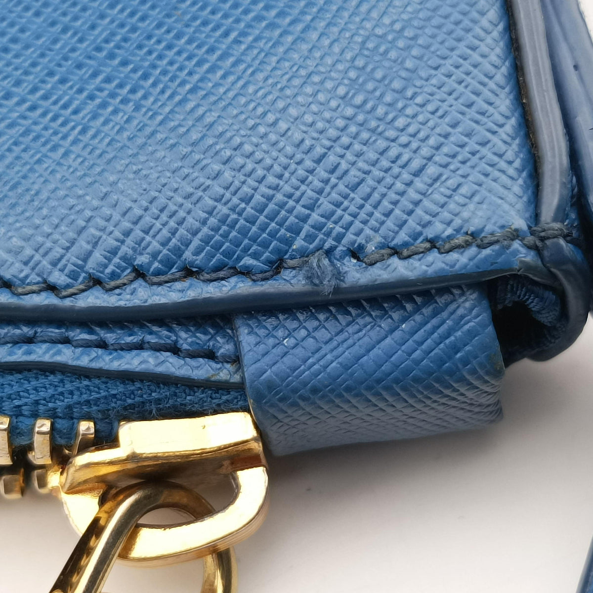 Pre-owned Prada Hobo Blue Saffiano leather  shoulderbag | stylenewstar