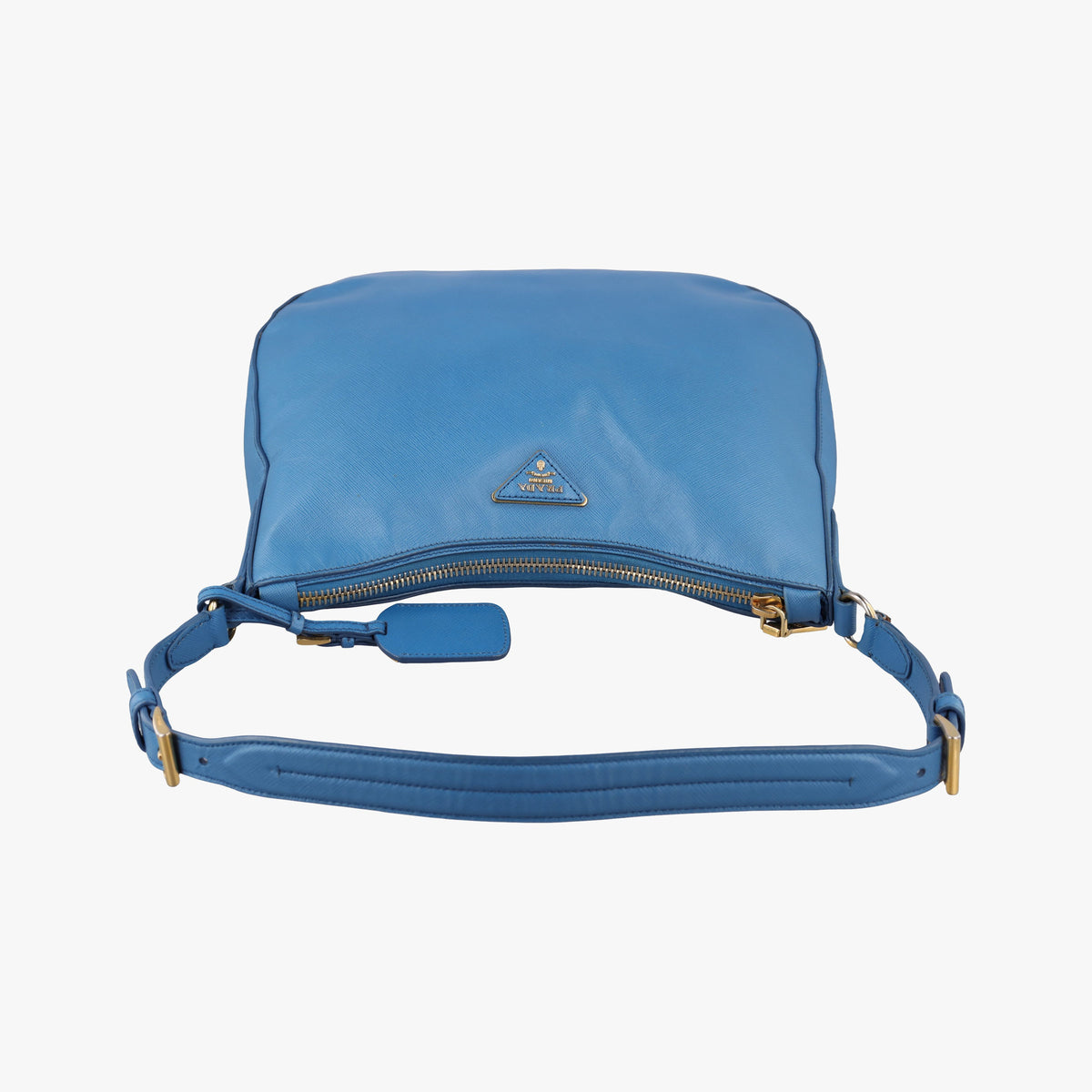 Pre-owned Prada Hobo Blue Saffiano leather  shoulderbag | stylenewstar