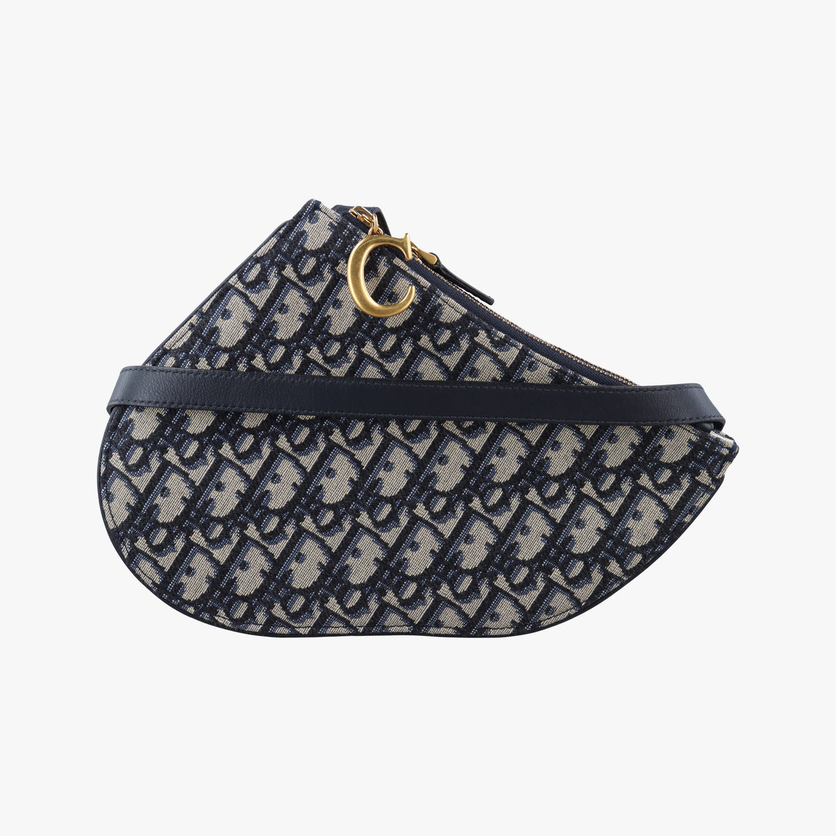 Secondhand Christian Dior Saddle Navy Jacquard×Leather  shoulderbag | stylenewstar