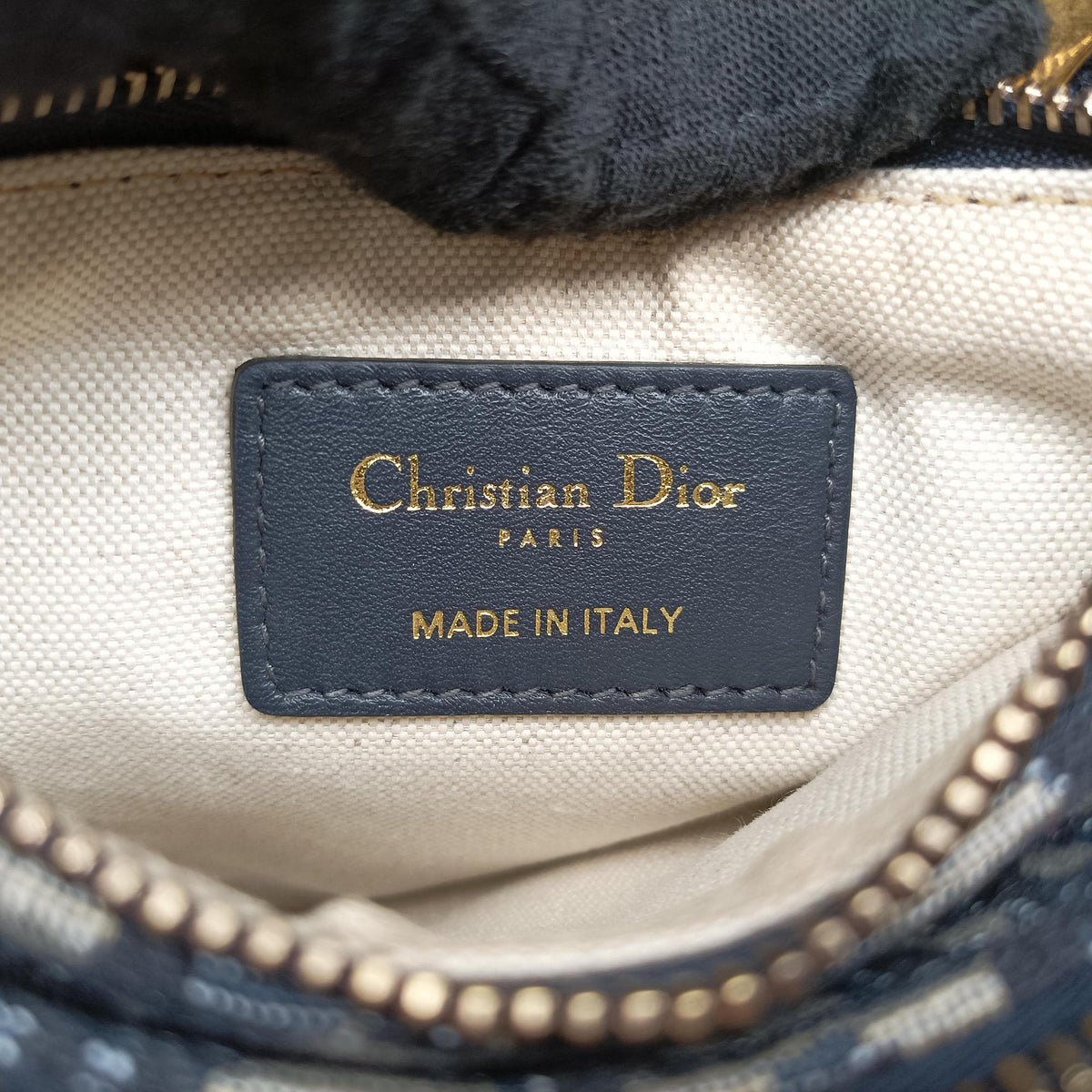 Secondhand Christian Dior Saddle Navy Jacquard×Leather  shoulderbag | stylenewstar