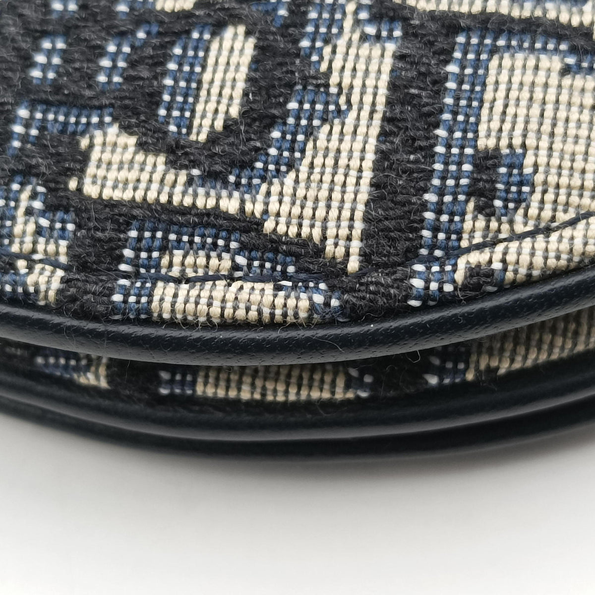 Secondhand Christian Dior Saddle Navy Jacquard×Leather  shoulderbag | stylenewstar