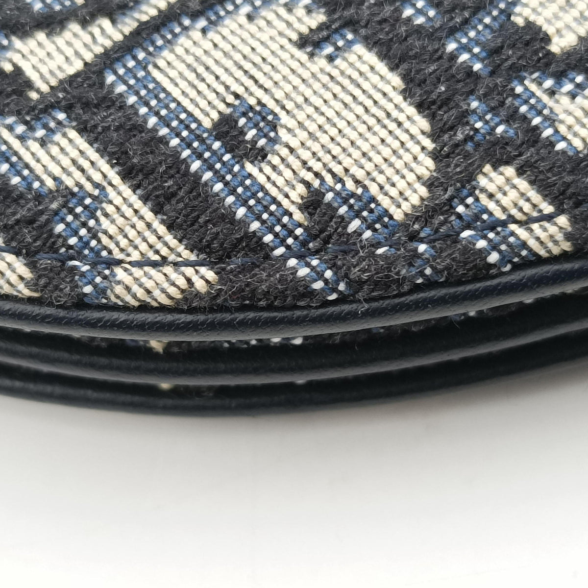 Secondhand Christian Dior Saddle Navy Jacquard×Leather  shoulderbag | stylenewstar