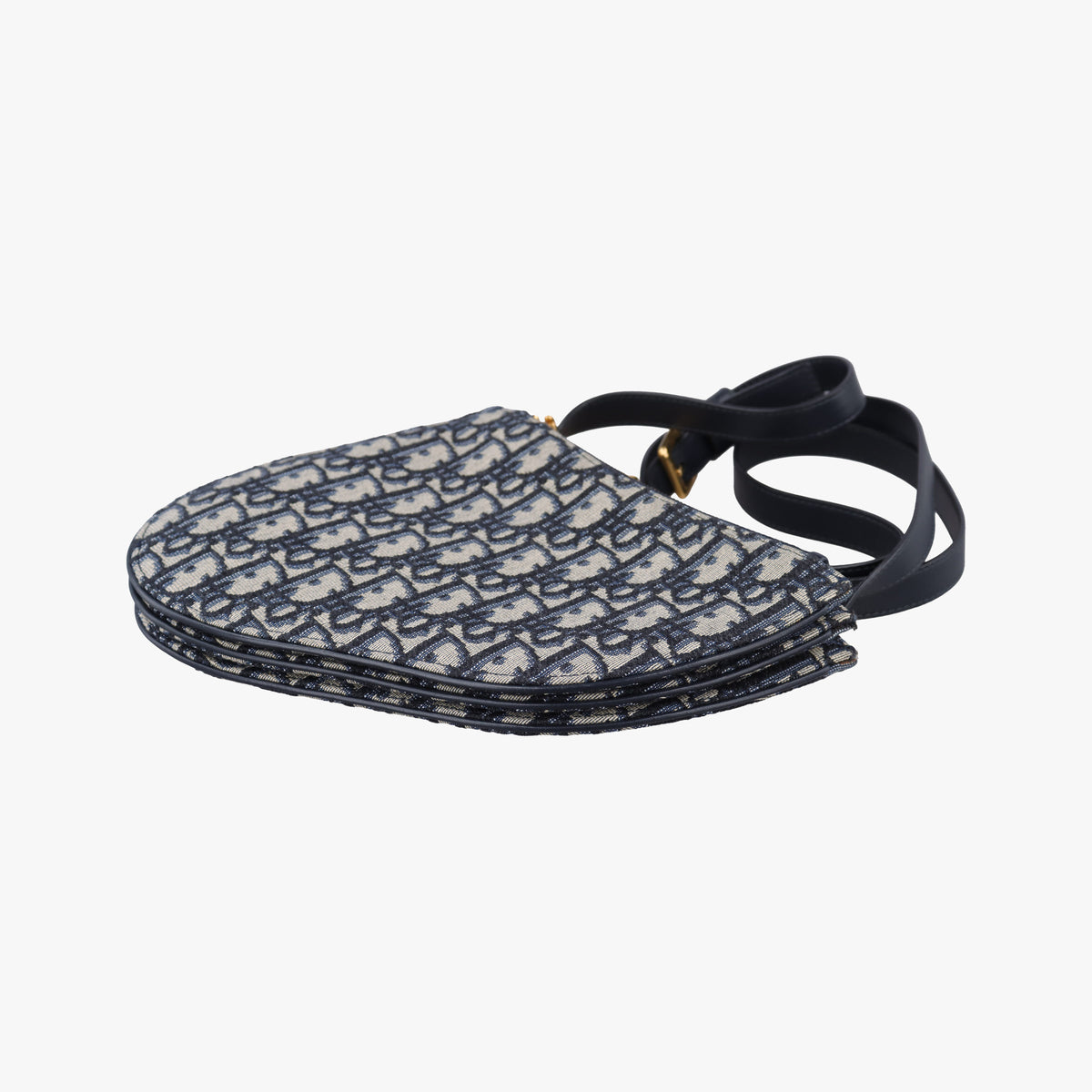 Secondhand Christian Dior Saddle Navy Jacquard×Leather  shoulderbag | stylenewstar