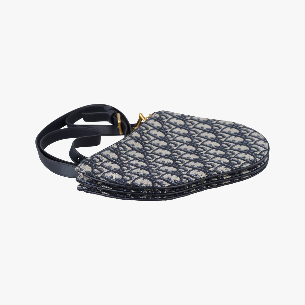 Secondhand Christian Dior Saddle Navy Jacquard×Leather  shoulderbag | stylenewstar