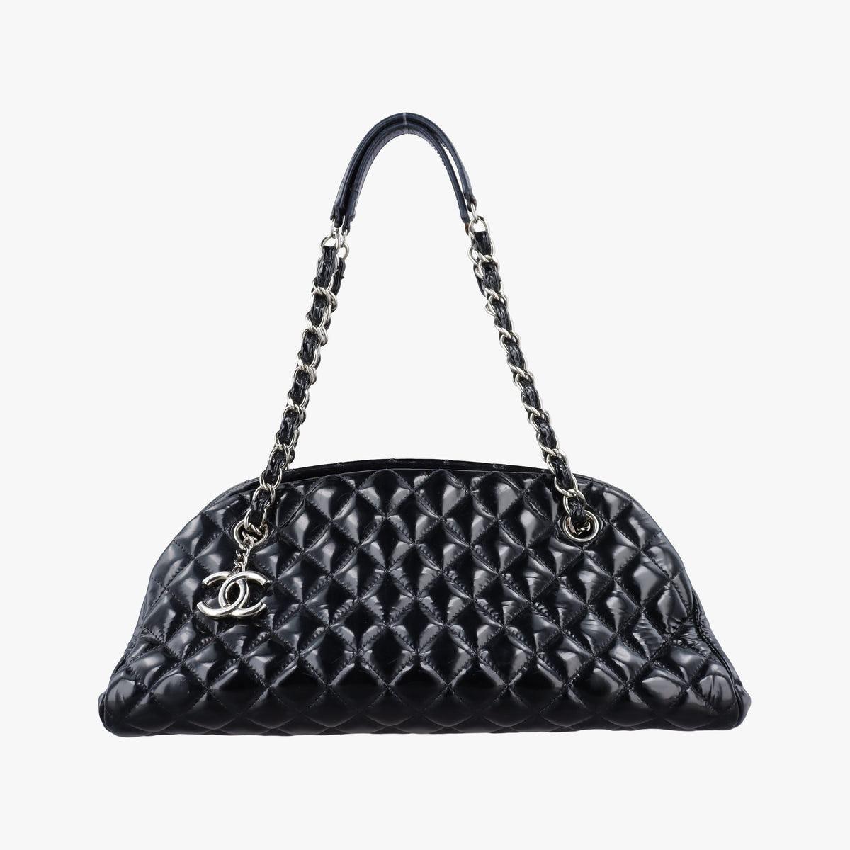 Pre-owned Chanel Mademoiselle Bowling Black Patent leather A50558 shoulderbag | stylenewstar