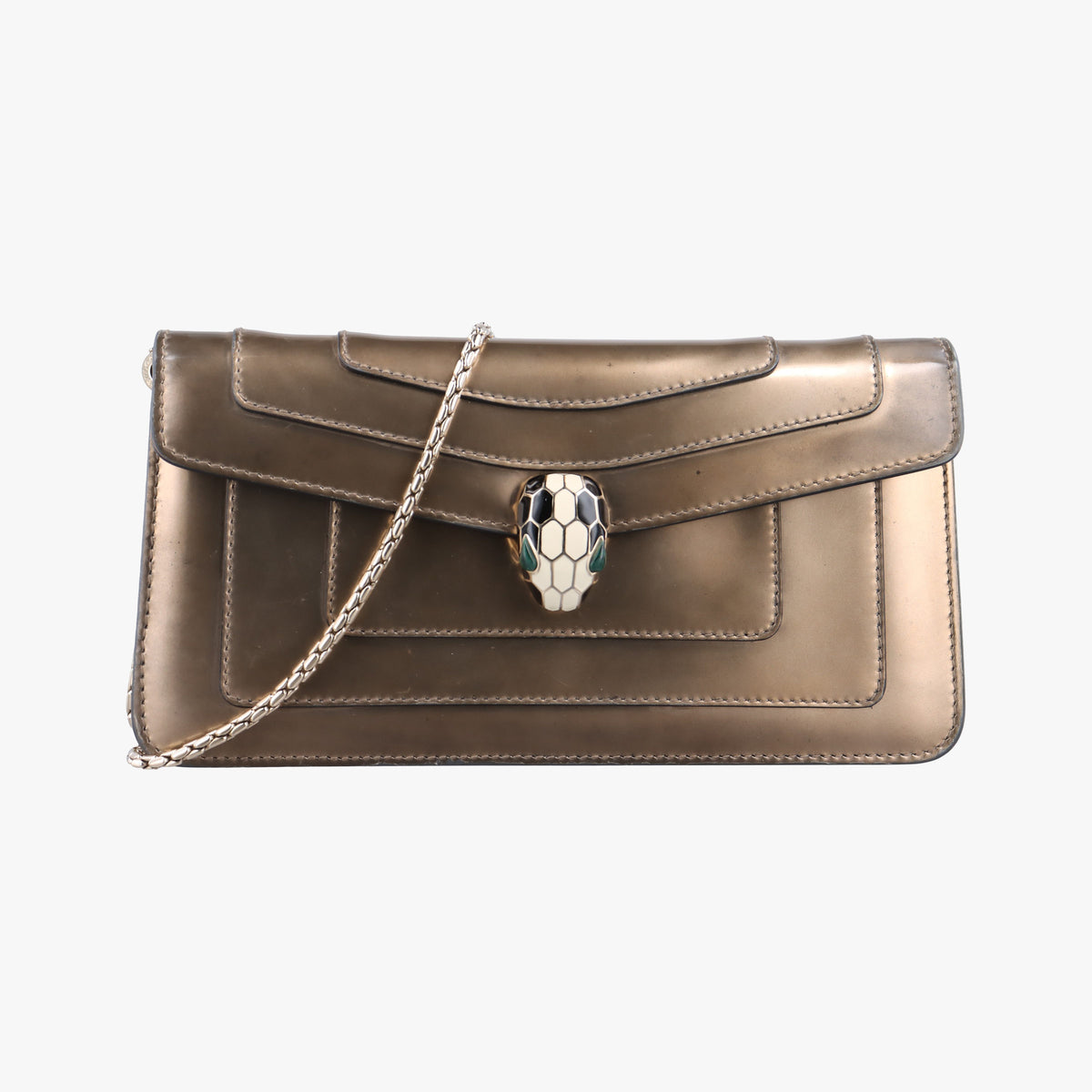 Vintage Bvlgari SERPENTI FOREVER Golden Patent Leather  shoulderbag | stylenewstar