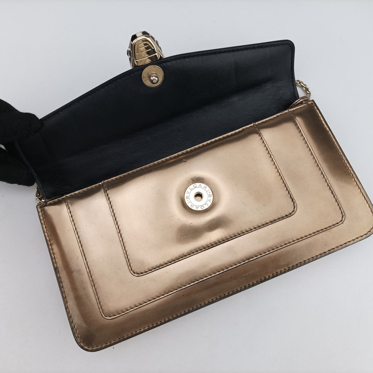 Vintage Bvlgari SERPENTI FOREVER Golden Patent Leather  shoulderbag | stylenewstar