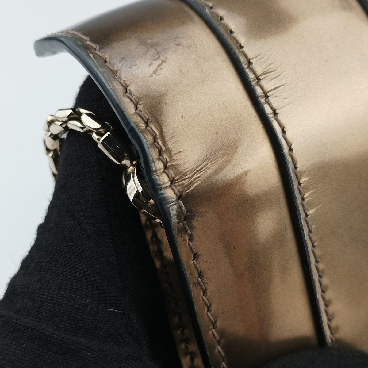 Vintage Bvlgari SERPENTI FOREVER Golden Patent Leather  shoulderbag | stylenewstar