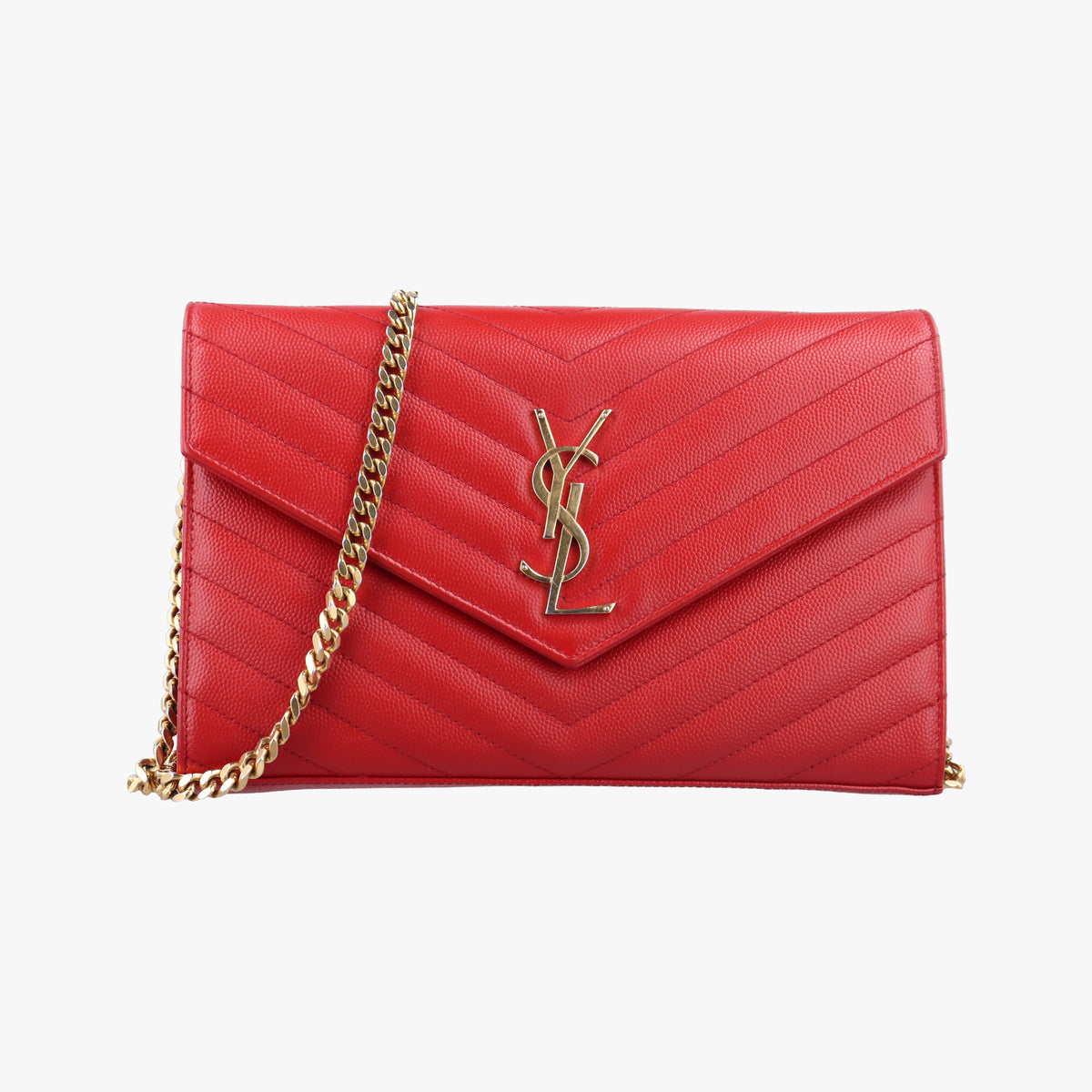 Vintage Yves Saint Laurent MONOGRAM Red Leather 377828 shoulderbag | stylenewstar