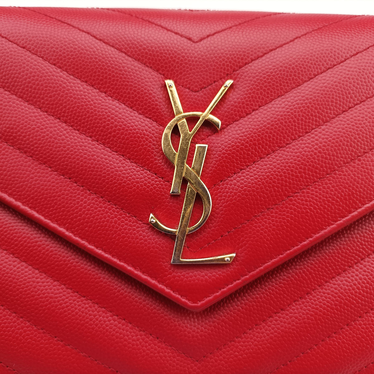 Vintage Yves Saint Laurent MONOGRAM Red Leather 377828 shoulderbag | stylenewstar
