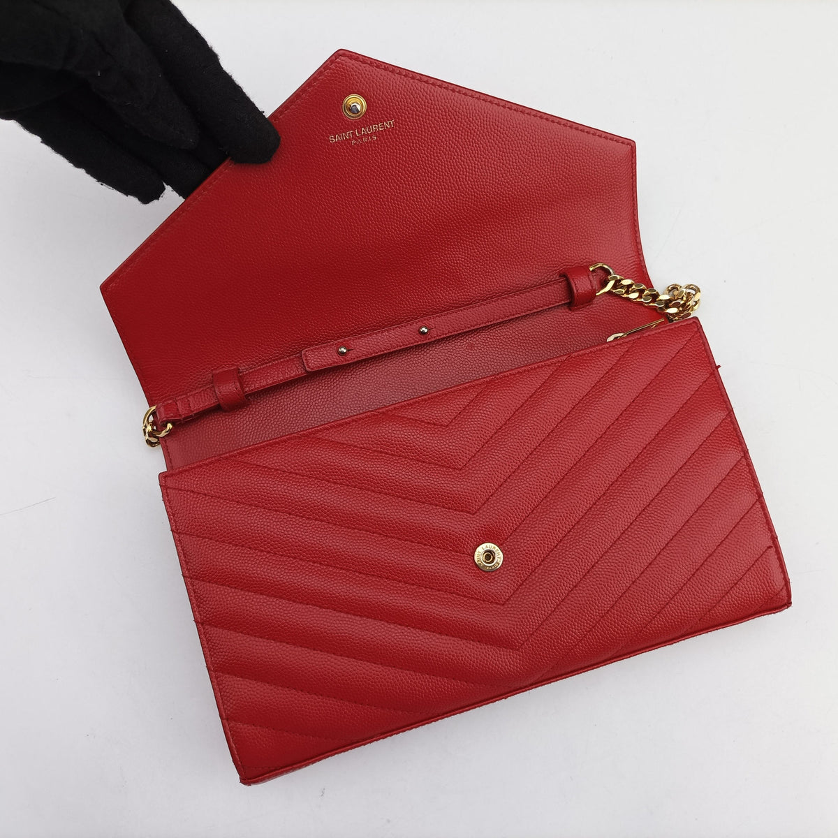 Vintage Yves Saint Laurent MONOGRAM Red Leather 377828 shoulderbag | stylenewstar