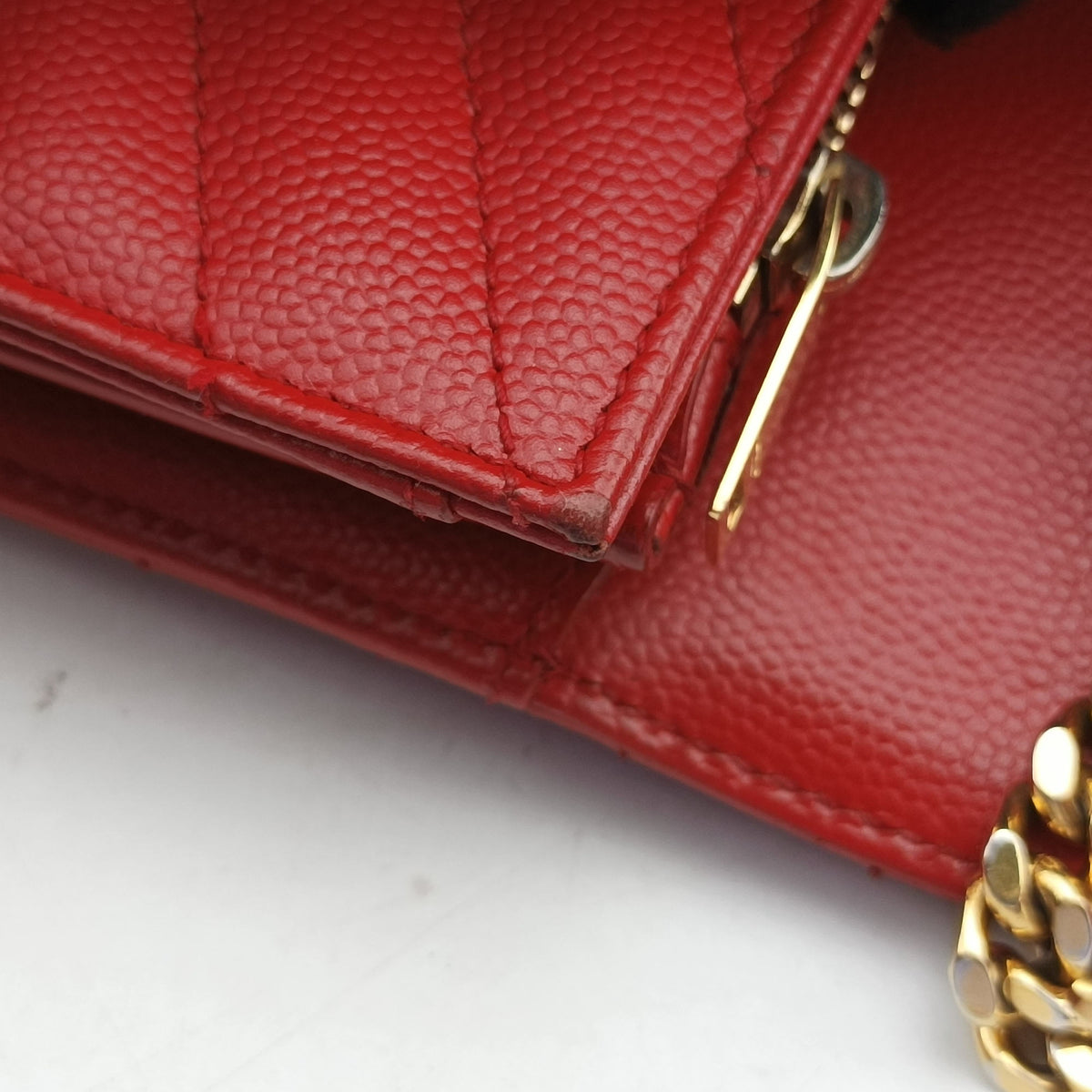 Vintage Yves Saint Laurent MONOGRAM Red Leather 377828 shoulderbag | stylenewstar